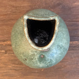 Pedestal "Pod" Vase - Rounded - Dark Green Wash - Small