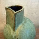 Pedestal "Pod" Vase - Rounded - Dark Green Wash - Small