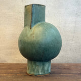 Pedestal "Pod" Vase - Rounded - Dark Green Wash - Small