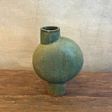Pedestal "Pod" Vase - Narrow - Dark Green Wash - Small