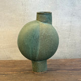 Pedestal "Pod" Vase - Narrow - Dark Green Wash - Small