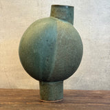 Pedestal "Pod" Vase - Narrow - Dark Green Wash - Small