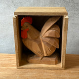 Japanese Vintage Carved Wooden Rooster - Boxed