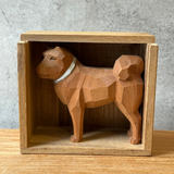 Japanese Vintage Carved Wooden Dog - Boxed