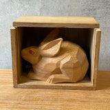 Japanese Vintage Carved Wooden Rabbit - Boxed