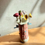"Corn" Vase #05 - Red With Birds - Small