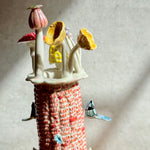 "Corn" Vase #05 - Red With Birds - Small