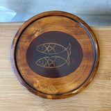 Round "Urushi" Tray - "Goldfish" Design - Large