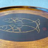 Round "Urushi" Tray - "Goldfish" Design - Large