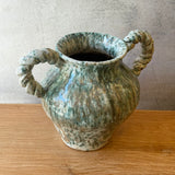 Vase - Urn-Shaped, Handled - Green Wash - Large