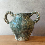 Vase - Urn-Shaped, Handled - Green Wash - Large