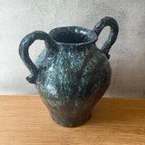 Vase - Urn-Shaped, Handled - Dark Green Speckle - Large