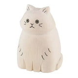 Long-Haired Cat - White - Japanese Carved Wooden Figure