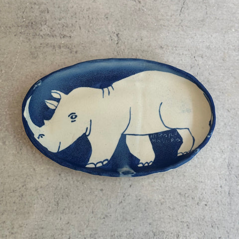 Blue & White Platter - Rhinoceros • Oct24