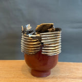 Deconstructed Deco Vase - Bronze & Ruby