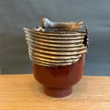 Deconstructed Deco Vase - Bronze & Ruby
