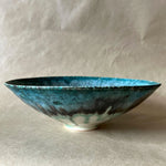 Japanese Shallow Bowl - Blue Splash
