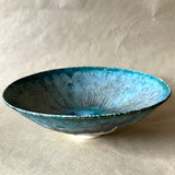 Japanese Shallow Bowl - Blue Splash