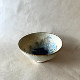 Japanese Sake Cup/Small Bowl - White w/ Blue Splash