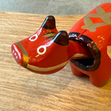 Vintage "Akabeko" Cow - Traditional Japanese "Hariko" Figure