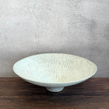 Flower Bowl - Carved - White Speckle - Gloss