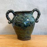 Vase - Urn-Shaped, Handled - Dark-Green Wash - Large