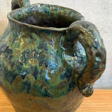 Vase - Urn-Shaped, Handled - Dark-Green Wash - Large