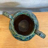 Vase - Urn-Shaped, Handled - Dark-Green Wash - Large