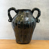 Vase - Urn-Shaped, Handled - Dark-Green Wash - Large