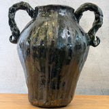 Vase - Urn-Shaped, Handled - Dark-Green Wash - Large