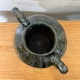 Vase - Urn-Shaped, Handled - Dark-Green Wash - Large