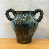 Vase - Urn-Shaped, Coil-Handled - Dark-Green Speckle - Large