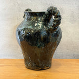 Vase - Urn-Shaped, Coil-Handled - Dark-Green Speckle - Large