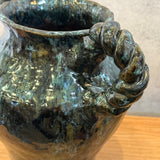 Vase - Urn-Shaped, Coil-Handled - Dark-Green Speckle - Large