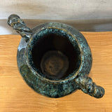 Vase - Urn-Shaped, Coil-Handled - Dark-Green Speckle - Large