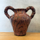 Vase - Urn-Shaped, Coil-Handled - Ruby Speckle - Large