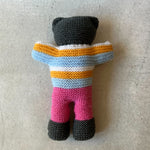 Hand-Knitted Teddy Bear #03 - Orange/Blue/Pink