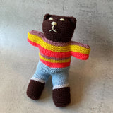 Hand-Knitted Teddy Bear #01 - Yellow/Red/Blue