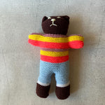 Hand-Knitted Teddy Bear #01 - Yellow/Red/Blue