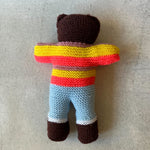 Hand-Knitted Teddy Bear #01 - Yellow/Red/Blue