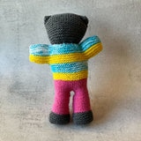 Hand-Knitted Teddy Bear #05 - Blue/Yellow/Pink