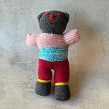 Hand-Knitted Teddy Bear #04 - Pink/Blue/Red