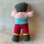 Hand-Knitted Teddy Bear #04 - Pink/Blue/Red