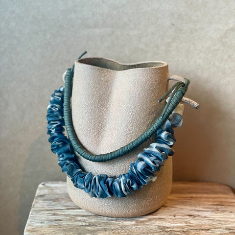 Basket Vase - Woven & Ruffled Handles