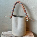 Basket Vase - Orange & Blue Woven Handle
