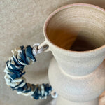 Bulb Vase - Blue & White Ruffled Handles