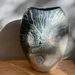 Vessel w/ Shell Marks #04 - Ellipsoid - Wood Fired - Ash Glaze - July 2024