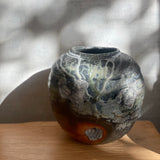 Vessel w/ Shell Marks #03 - Orb - Wood Fired - Ash Glaze - July 2024