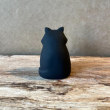 Long-Haired Cat - Black - Japanese Carved Wooden Figure