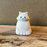 Long-Haired Cat - White - Japanese Carved Wooden Figure